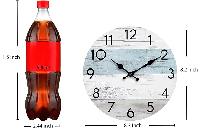 KECYET Wall Clock Silent Non-Ticking Wooden Clocks Battery Operated 8 Inch - Image 4