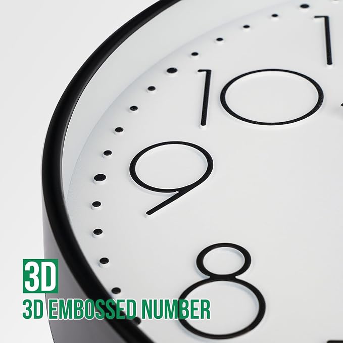 Wall Clock 12 Inch Non-Ticking Silent Modern Simple Style Round Decor Clock - Image 6