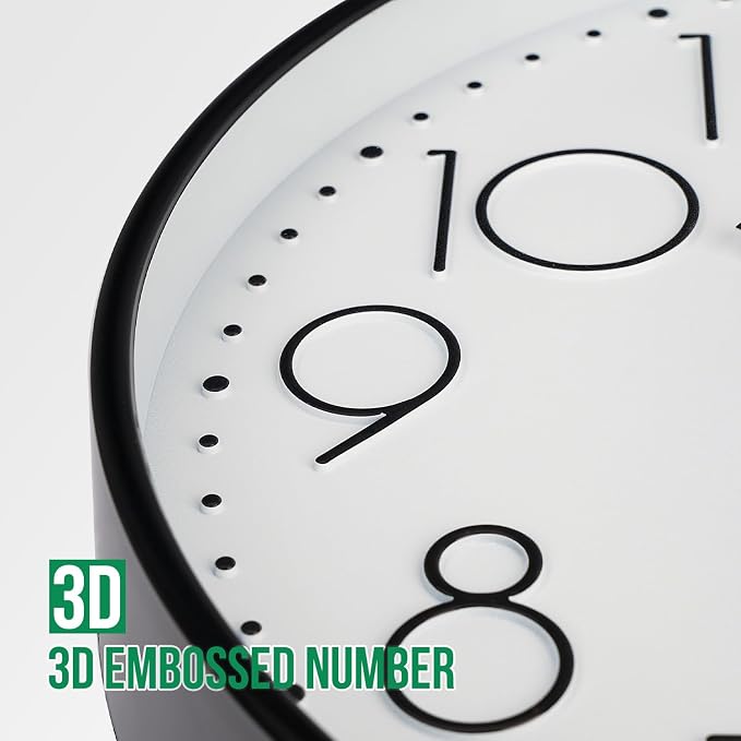 Wall Clock 10 Inch Non-Ticking Silent Modern Simple Style Round Decor Clock - Image 6