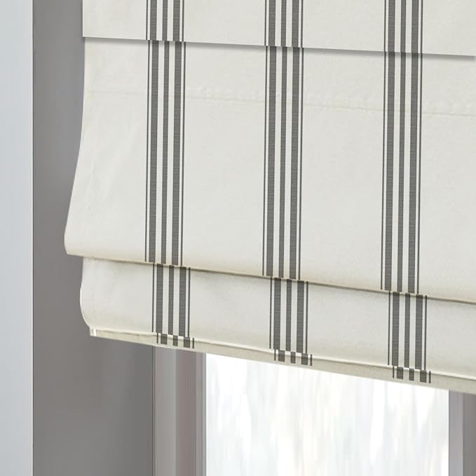 DEJAVU Roman Shade, Classic Grey Stripe Custom Blackout Light Filtering Roman - Image 4