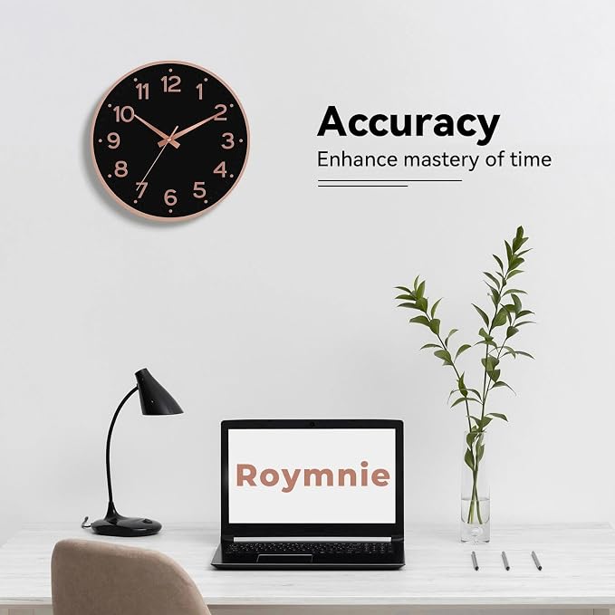 Roymnie Wall Clock 12 Inch Silent Wall Clocks Battery Operated-Modern Non - Image 7