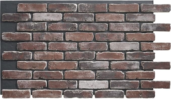 EverStone Aged Brick Faux Brick Panel, 46 7/8"W x 27"H x 1 1/4"D, Moon Rock by EkenaMillwork