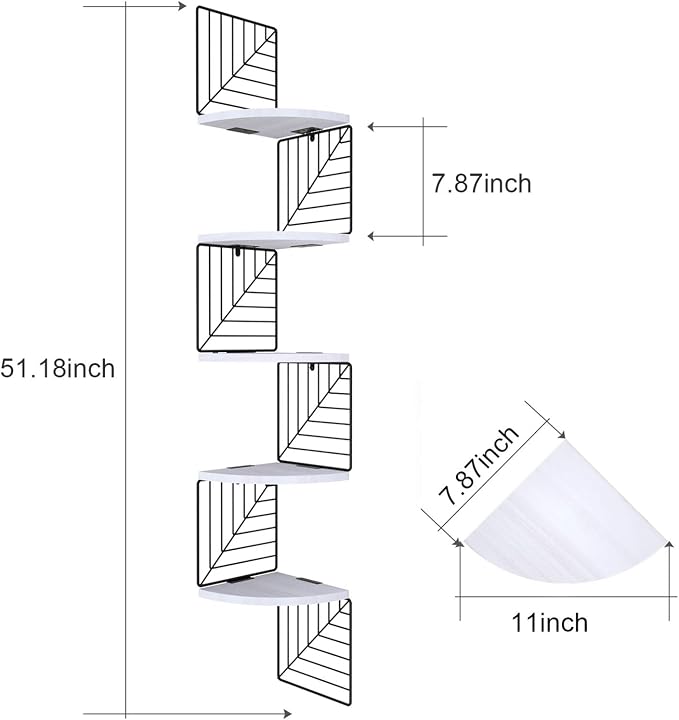Love-KANKEI Corner Shelf Wall Mount of 5 Tier Rustic Wood Floating Shelves Wall - Image 3