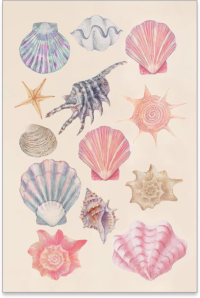 Pink Shell Posters Funky Coastal Cowgirl Wall Art Vintage Beach House by Unknown