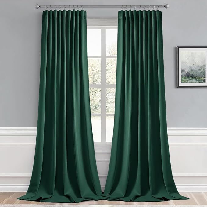 MIULEE Christmas Hunter Green Back Tab Blackout Curtain 96 Inch Long 2 Panels - Image 8