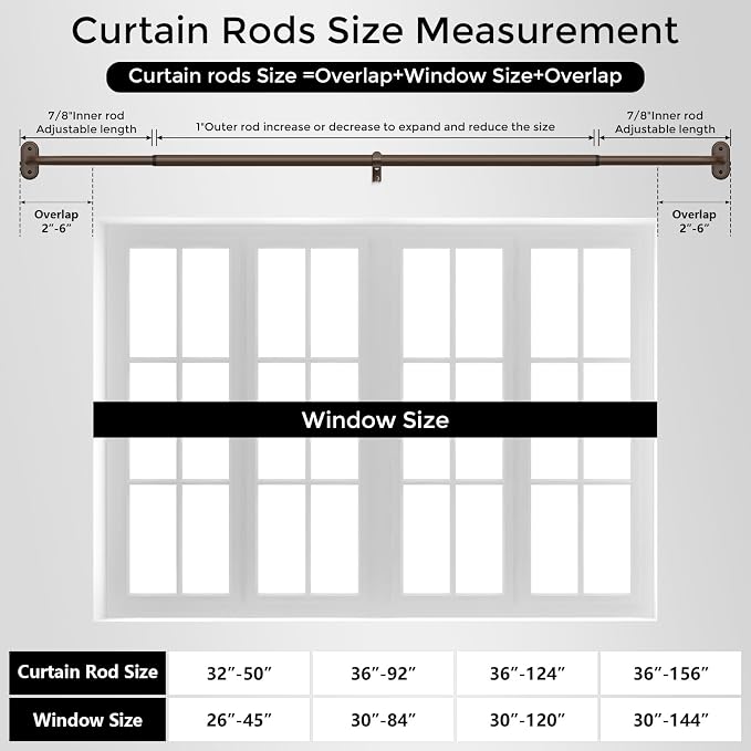 Curtain Rods 32-46 Inch, Bronze Wrap Around Blackout Curtain Rods - Image 8