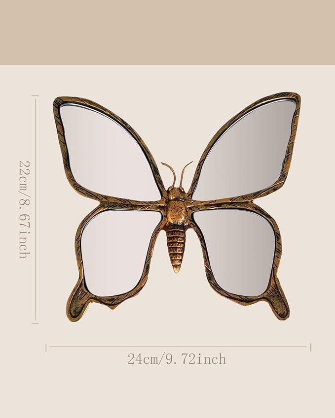 Dragonfly Wall Mirror Decor, Butterfly Art Wall Mirrors, Retro Gold Resin - Image 5