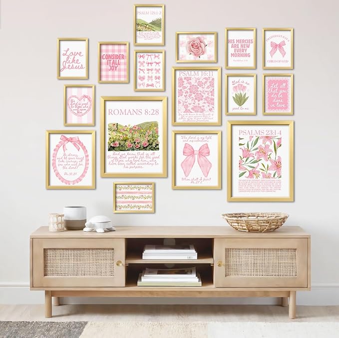 16 PCS Framed Christian Coquette Wall Art Decor, Gallery Wall Frame Set - Image 6