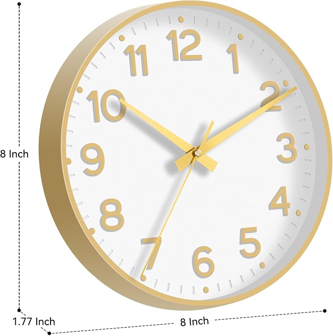 Roymnie Wall Clock, Silent Wall Clocks Battery Operated 8 Inch-Modern Non - Image 3