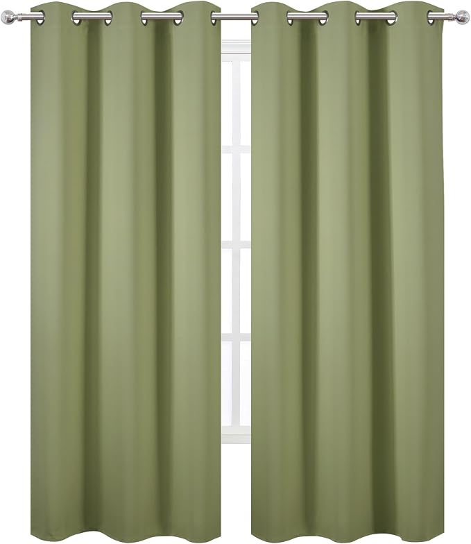 LEMOMO Sage Green Thermal Blackout Curtains/42 x 84 Inch/Set of 2 Panels Room - Image 2