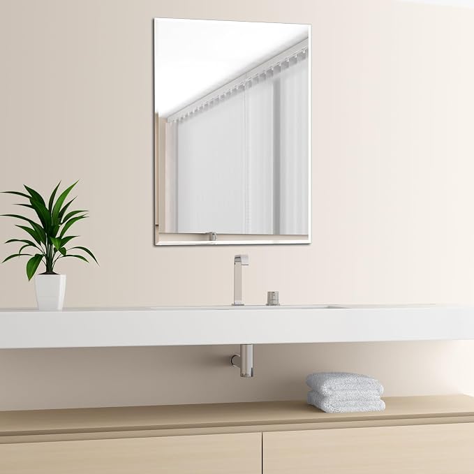 Ruomeng Wall Mirror Beveled Edge Frameless Mirror 20” x 28“ Wall Mounted Mirror - Image 8