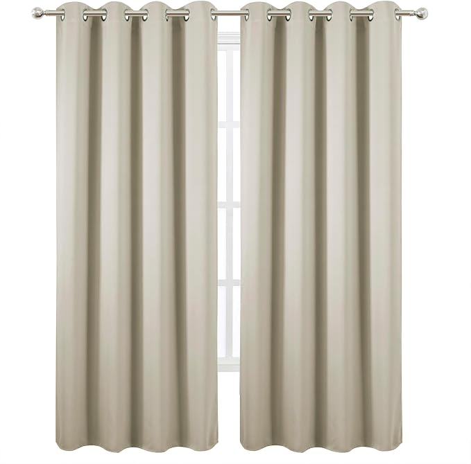LEMOMO Blackout Curtains 52 x 120 Inch Long Light Beige Curtains Set of 2 - Image 2