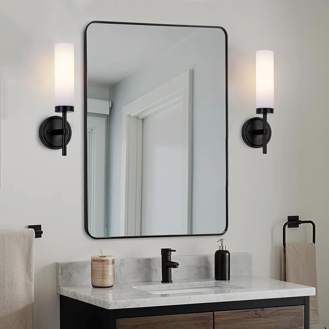 Black Bathroom Wall Sconces Set of 2, Modern Sconces Wall Lighting Vanity Lights - Image 7