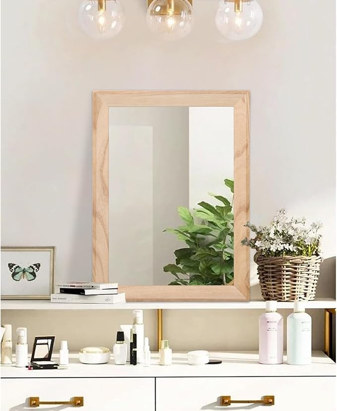 AAZZKANG Rustic Mirrors for Wall Rectangle Wood Frame Mirror Decorative for - Image 4