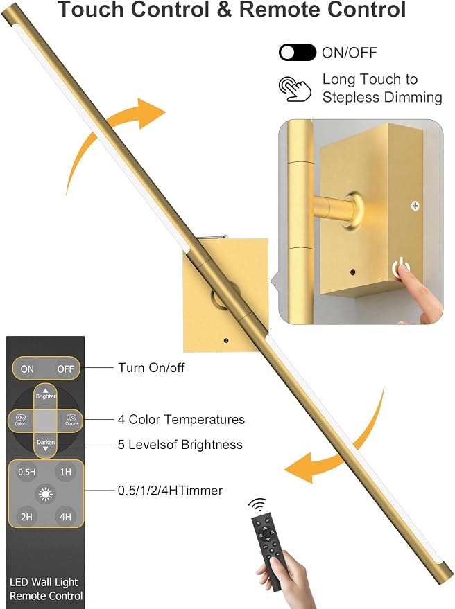 Battery Operated Wall Sconces Set of 2: 10000mAh Rechargeable Wall Lights - Image 2