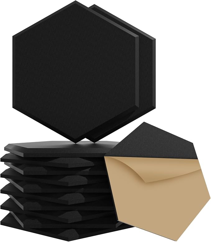 15 Pack Hexagon Self-Adhesive Sound Proof Foam Panels by Temgcuam