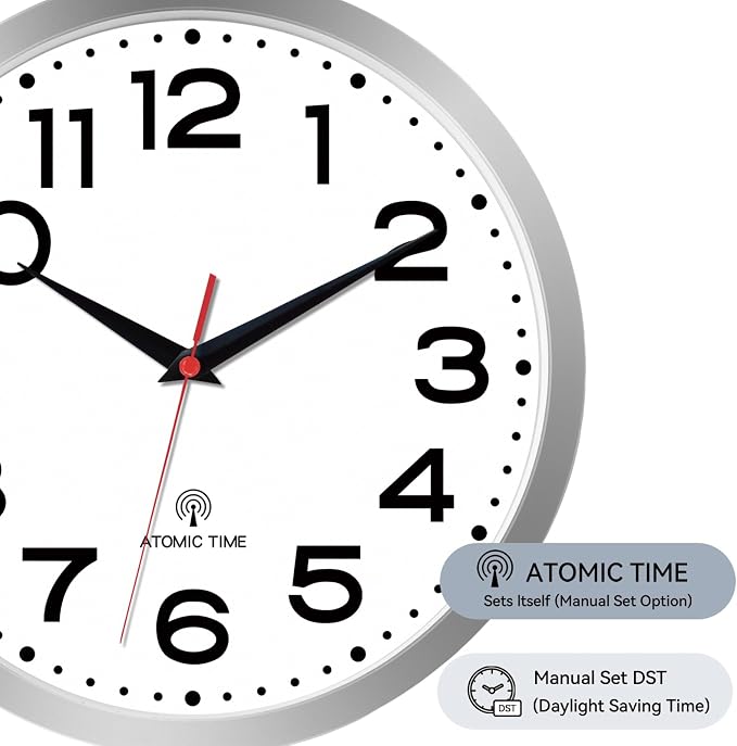 Roymnie Atomic Wall Clock 14 Inch, Modern Clock Battery Operated Classic Analog - Image 4