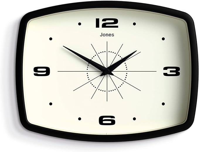 JONES CLOCKS® Movie wall Clock | Retro Rectangular Clock | 10 inch | Black | by JONESCLOCKS