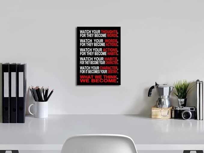Pyradecor Watch Your Thoughts Motivational Classroom Poster Modern Canvas - Image 3