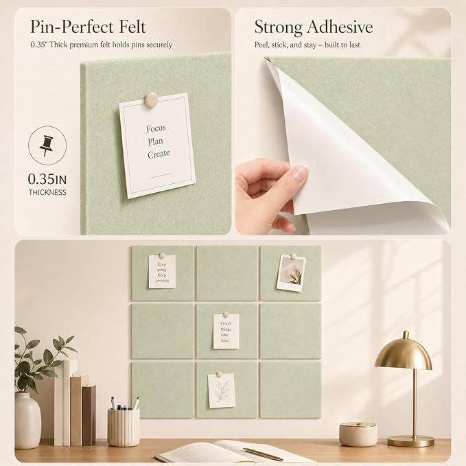 Large Cork Boards for Walls – 48" x 36" Self Adhesive Felt Wall Tiles - Image 3