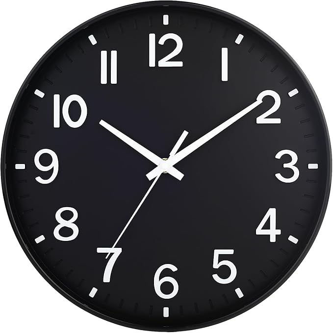 HZDHCLH Black Wall Clocks Battery Operated 12 inch Silent Non Ticking Modern by HZDHCLH