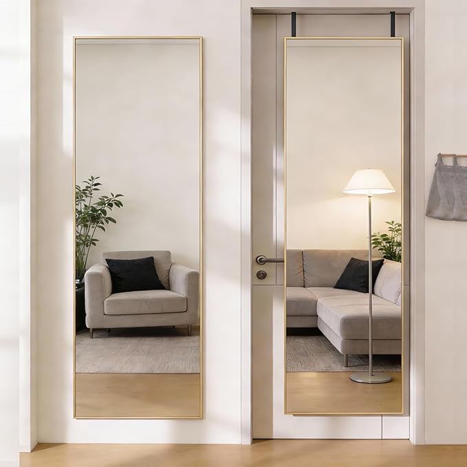 DUMOS 47x14 Full Length Mirror Over the Door, Wall Mounted Full Body Mirror by DumosLifestyle