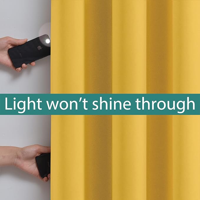 Yakamok 100% Blackout Lined Panels, Thermal Insulated Blackout Curtains - Image 3