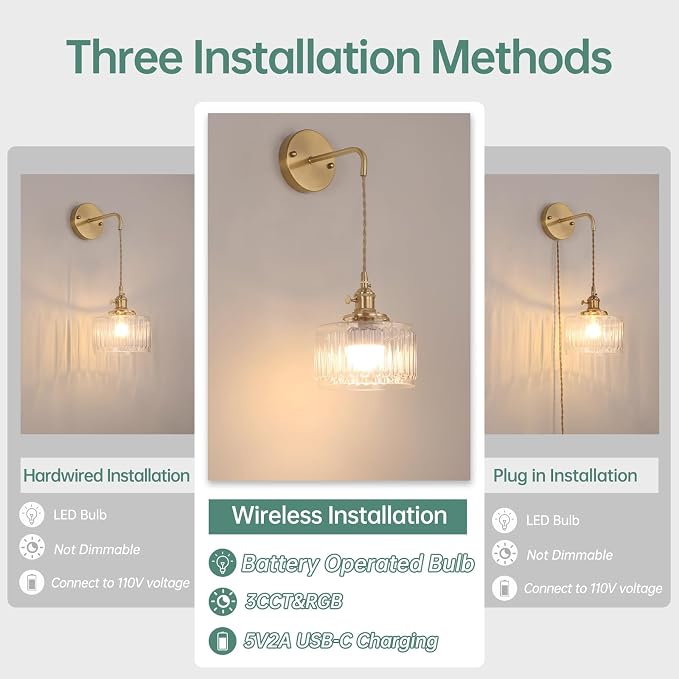 Shenmoyl Battery Operated Wall Sconce - Image 2