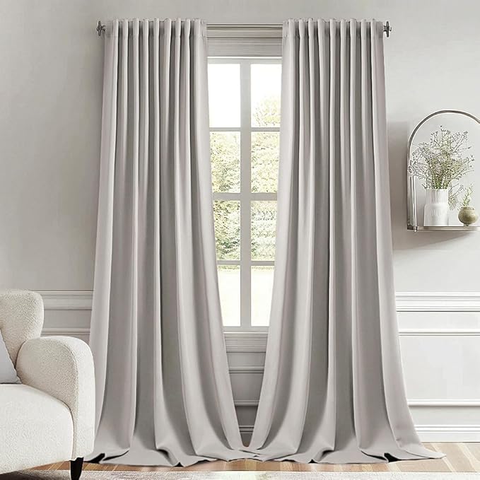 MIULEE Stone Back Tab Blackout Curtains 108 Inch Long 2 Panels Set by MIULEE