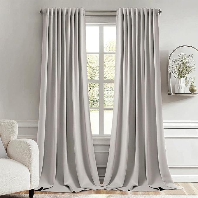 MIULEE Stone Back Tab Blackout Curtains 102 Inch Long 2 Panels Set by MIULEE