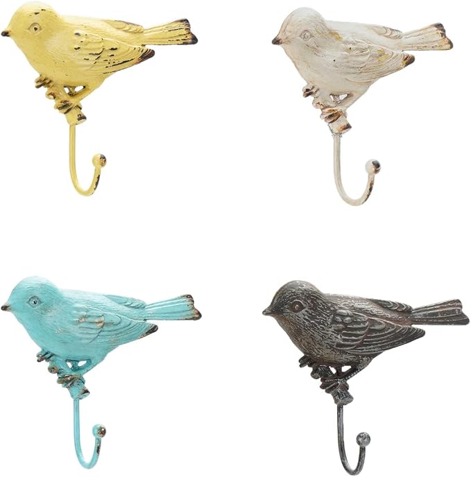 SOFFEE DESIGN Set of 4 Vintage Metal Birds Wall Coat Hooks, Heavy Duty Hangger - Image 8