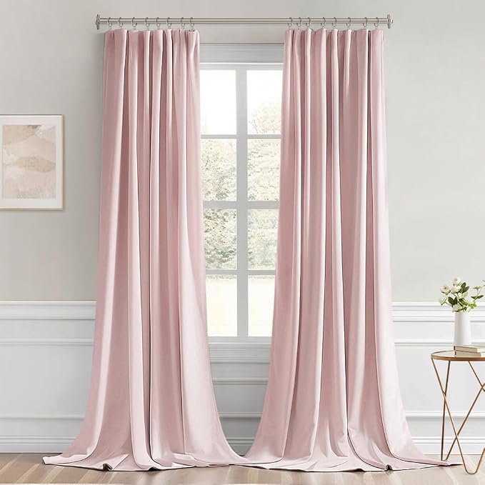 MIULEE Baby Pink Back Tab Blackout Curtains 102 Inch Long 2 Panels Set - Image 9