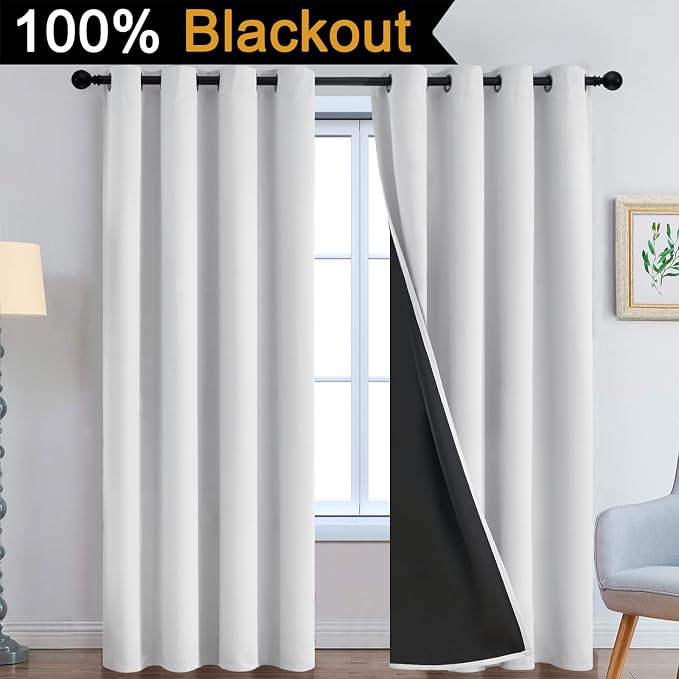 Yakamok 100% Blackout Curtains 96 Inches Long, 2 Thick Layers Heat and Full - Image 2