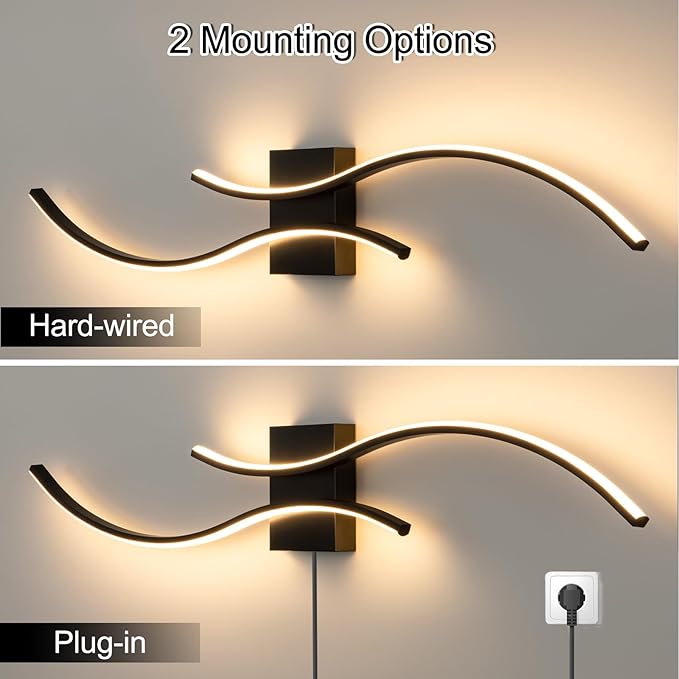 CANEOE Modern Led Wall Light, 39inch Black Indoor Led Wall Sconce Lighting - Image 4
