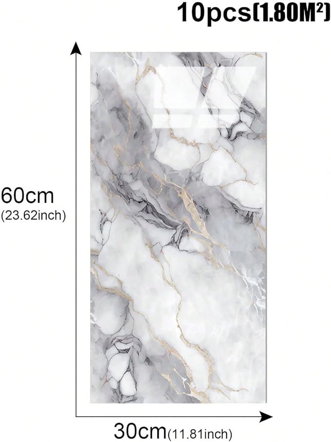 10pcs Marble Peel and Stick Waterproof Wall Panels, Heat-Resistant Backsplash - Image 4