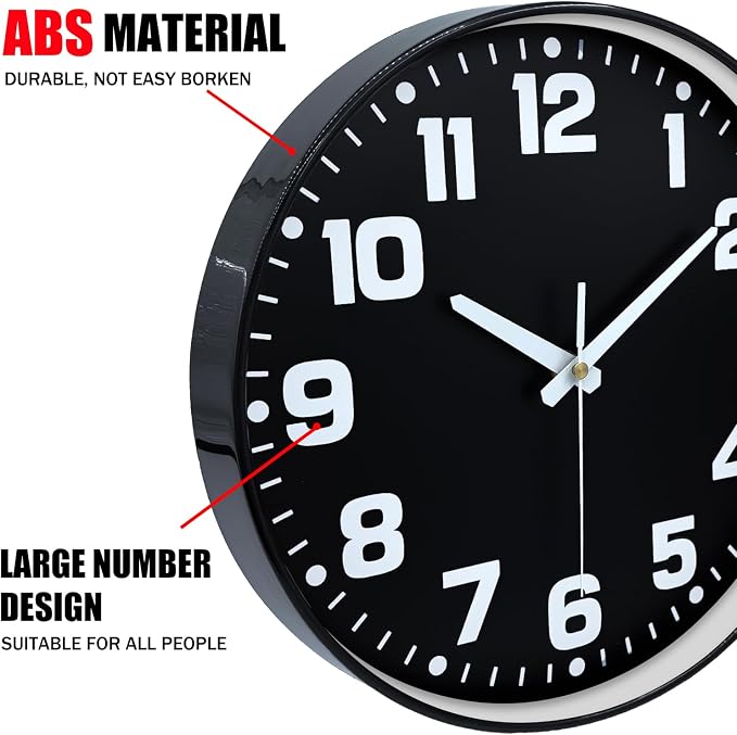 Modern Silent Wall Clock, 10inch Non-Ticking Analog Battery Operated Clock - Image 7