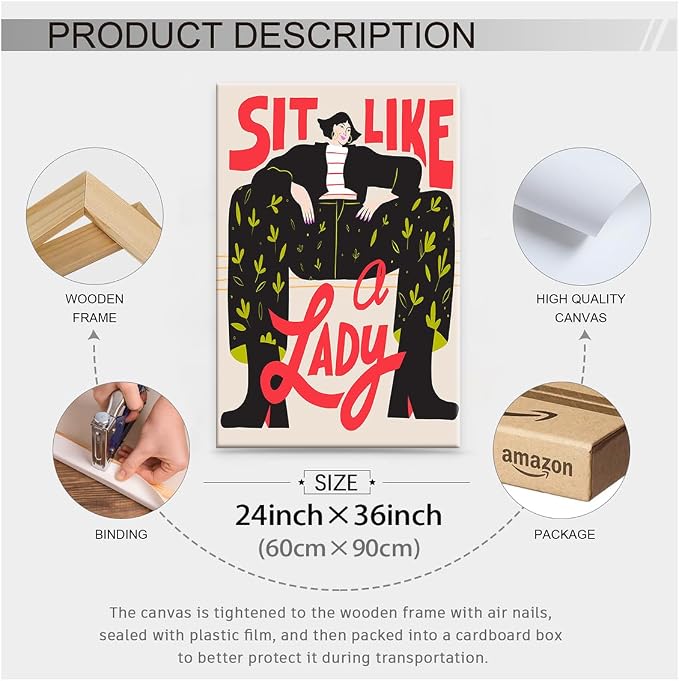Funky Feminist Wall Art Vintage Trendy Equal Rights Canvas Poster 24x36 inch - Image 2