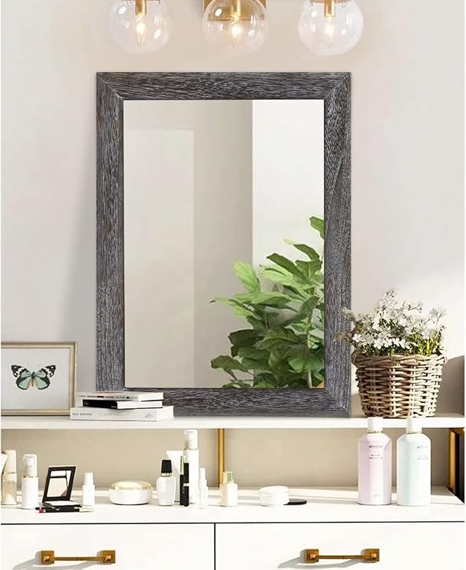 AAZZKANG Wall Mirror with Rectangle Wood Frame Large 28"x20" Rustic Decorative - Image 4