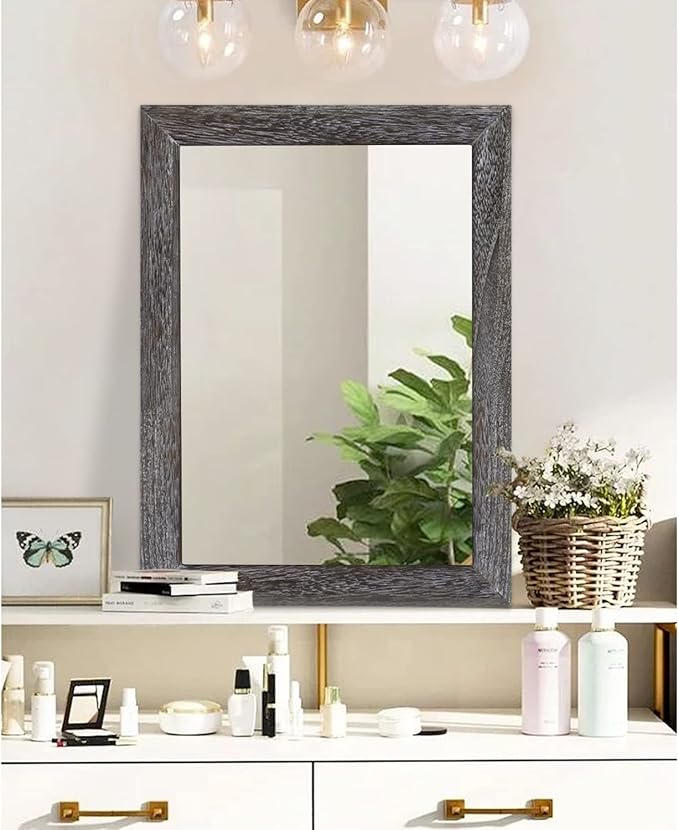 AAZZKANG Wall Mirror with Rectangle Wood Frame Large 26"x18" Rustic Decorative - Image 4