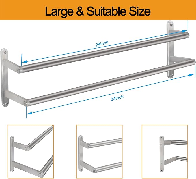 Double Towel Bar, 24Inch Towel Rack - Image 7