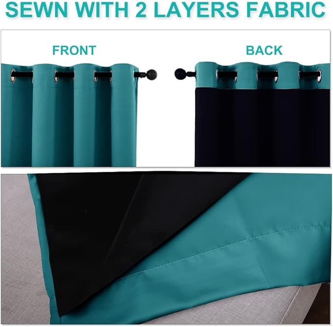 NICETOWN Full Shade Curtain Panels, Forest Green, Pair of Thermal Insulated & - Image 5