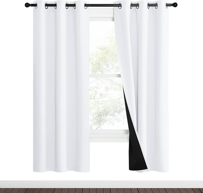 NICETOWN White Blackout Curtains 70 inches Long, 2 Pieces, Full Light Blocking by NICETOWN