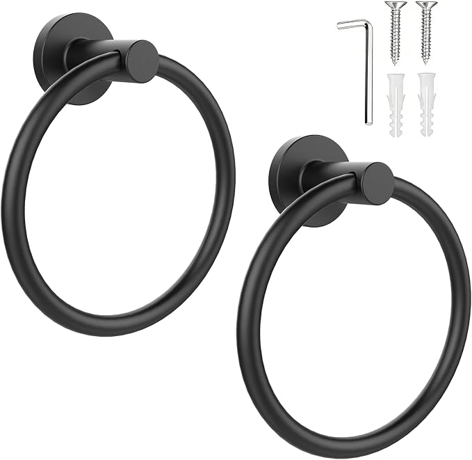 SetSail Towel Holder for Bathroom Wall Matte Black Towel Ring Stainless Steel by SetSail