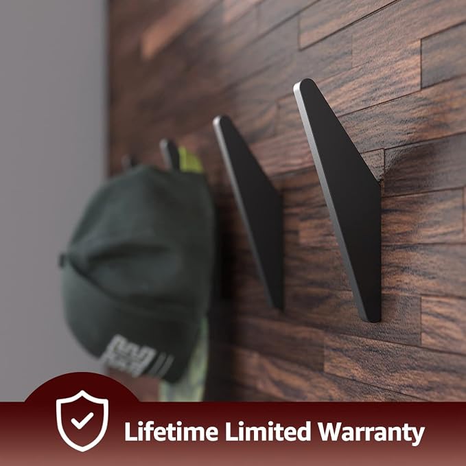 COCOYA 2Pack Metal Wall Hooks, Minimalist Coat Hooks Matte Black Simple Modern - Image 4