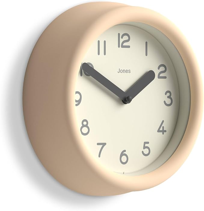 JONES CLOCKS® Fuze wall Clock | Small Round Clock | Beige | Playful Modern by JONESCLOCKS