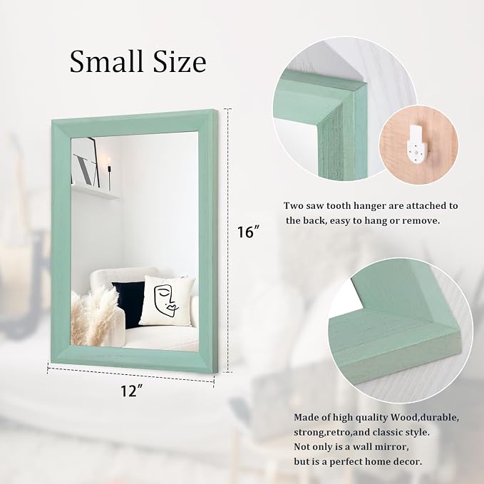 AAZZKANG Wood Framed Mirror Rectangle Modern Farmhouse Wall Mirrors Decor - Image 2