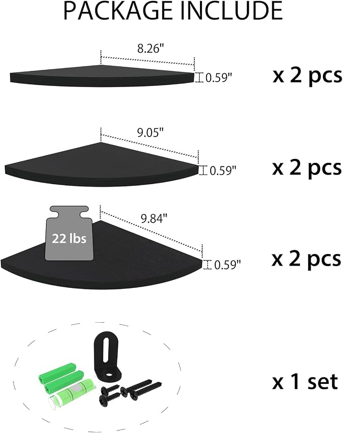 HORLIMER Floating Corner Shelf Wall Mount, Living Room - Image 3