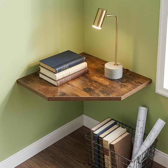 SUYU Set of 3 Floating Corner Shelves, 11.8" Rustic Wood Corner Shelf Wall - Image 4