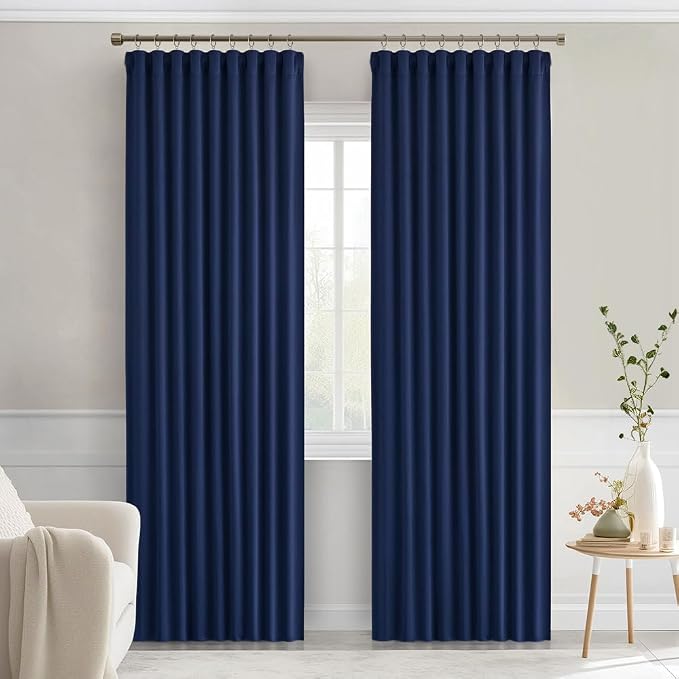 MIULEE Navy Blue Back Tab Blackout Curtains 72 Inches Long 2 Panels Set - Image 9