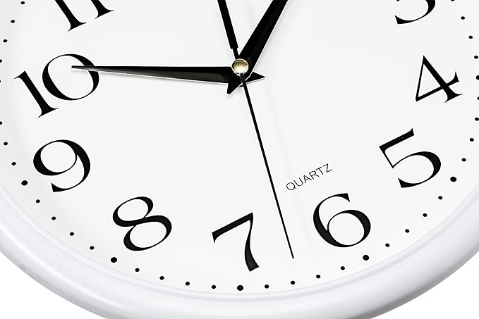 Bernhard Products White Wall Clock Silent Non Ticking 10 Inch Quality Quartz - Image 2